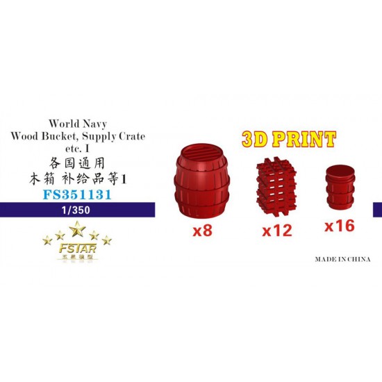 1/350 World Navy Wood Bucket, Supply Crate etc. I