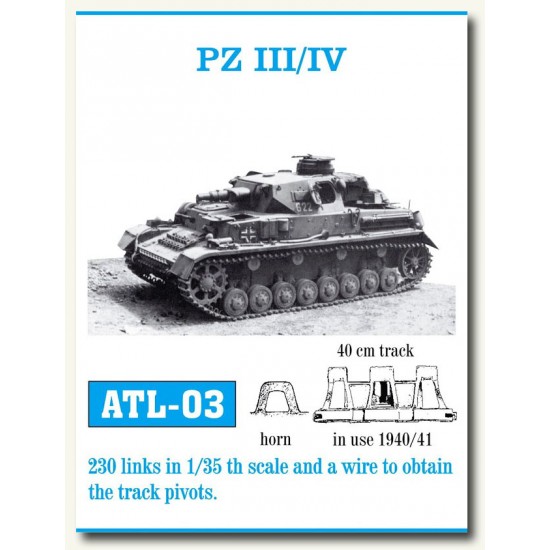 Metal Tracks for 1/35 German Panzer III/IV 1940-1941 (230 links)