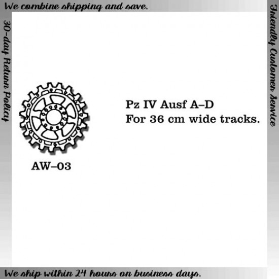 1/35 Panzer IV Ausf.A-D Metal Wheels for 36cm wide tracks