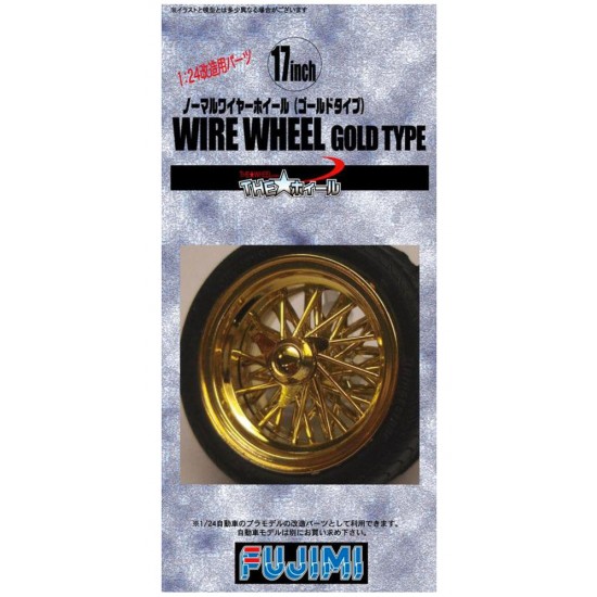1/24 17inch Gold Type Wire Wheels & Tyres Set