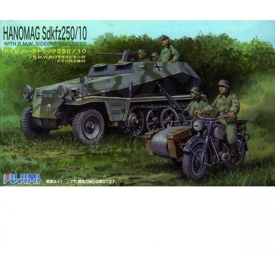 1/76 (SWA17) Hanomag SdKfz 250/10 with BMW Sidecar and 6 Soldiers
