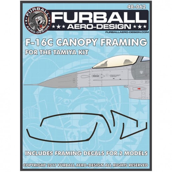 1/48 General Dynamics F-16C Fighting Falcon Canopy Seals for Tamiya kits