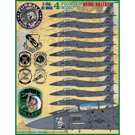 1/48 F-15Es at War Decal: 4th Fighter Wing Drone Killers