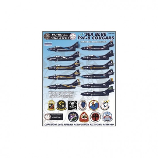 1/48 Colourful Sea Blue F9F-8 Cougars Decals for KittyHawk kits