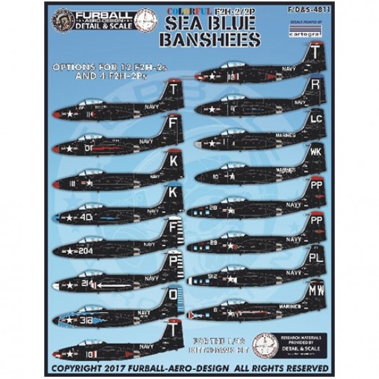 1/48 F2H-2 "Colourful Sea Blue Banshees" Decals for Kitty Hawk kits