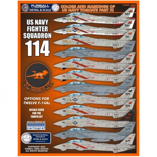 Furball 1/48 decals Colors & Markings of US Navy F-14 Tomcats for Tamiya FDS4820