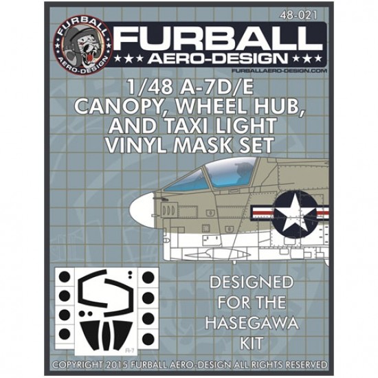 1/48 A-7D/E Canopy, Wheel Hubs & Taxi Lights Masking for Hasegawa Kits
