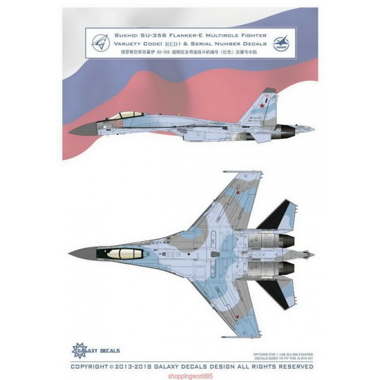 Decals for 1/48 Sukhoi Su-35S Variety Code Red & Serial Number