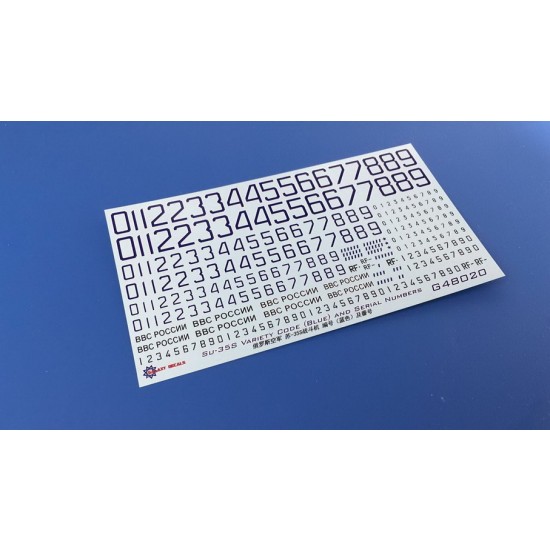Decals for 1/48 Sukhoi Su-35S Variety Code (blue) & Serial Numbers S