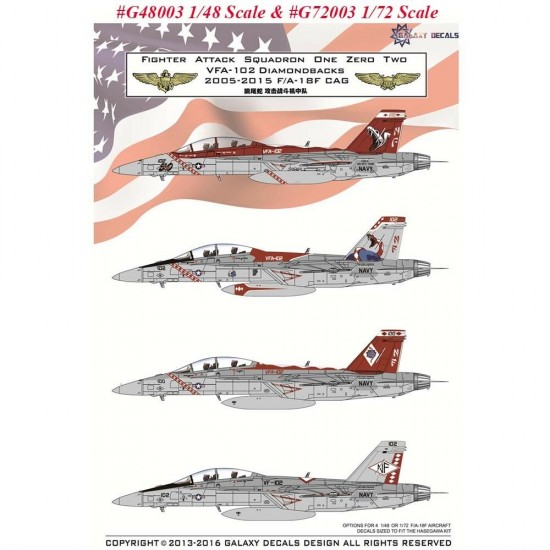 Decals for 1/72 Boeing F/A-18F Super Hornet VFA-102 Diamondbacks