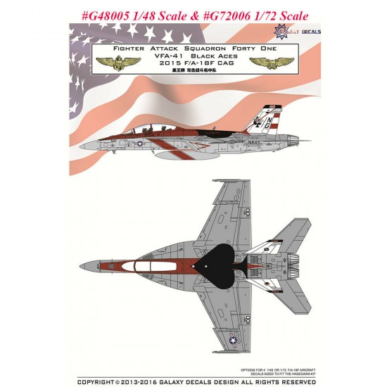 Decals for 1/72 Boeing F/A-18F Super Hornet VFA-41 Black Aces