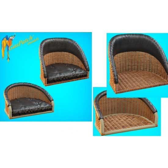 1/72 British Wicker Seat Full Back - 1x Short w/Small Leather Pad & 1x Tall w/Big Pad