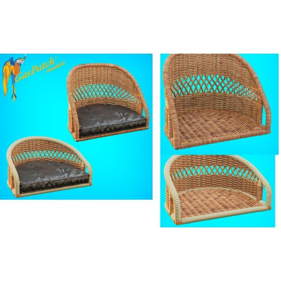 1/72 British Wicker Seat Perforated Back - 1x Short & 1x Tall, No Leather Pad