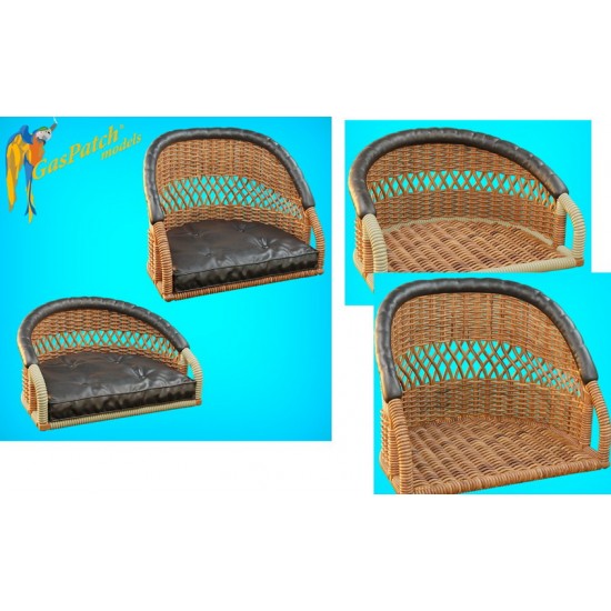 1/72 British Wicker Perforated Back - 1x Short & 1x Tall, w/Small Leather Pad