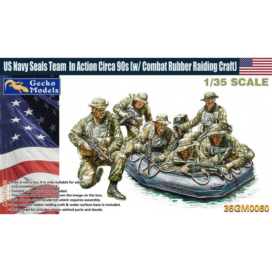 1/35 US Navy Seals Team In Action Circa 90s (w-Combat Rubber Raiding Craft)
