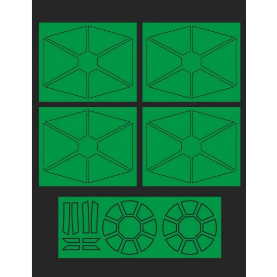 1/72 Tie Fighter Canopy, Hatch Windows, Solar Panels Paint Masking for Bandai [Star Wars]