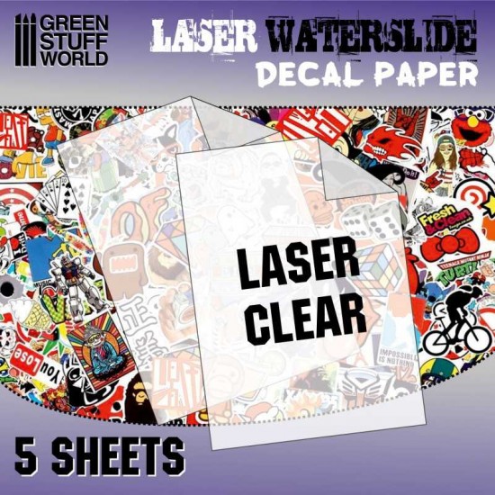 Waterslide Decals - Laser Transparent (clear, 5 sheets, A4)