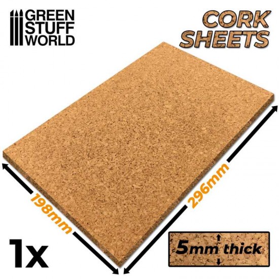 Cork Sheet in 5mm thick (198 x 298mm)