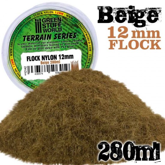 Terrain Series Static Grass Flock Nylon 12mm (Beige, 280 ml)