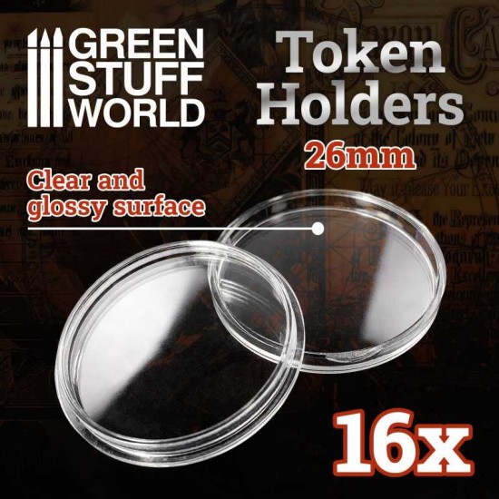 Token Holders (each up to 3mm thick and 26mm in diameter, 16pcs)