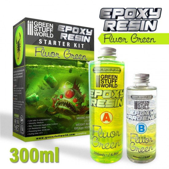 Transparent Epoxy Resin - Fluor Green 300ml