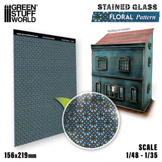 1/48, 1/35 Floral Pattern Stained Glass (0.3mm thick, 156x219 mm)