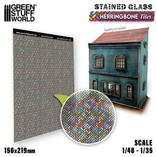 1/48, 1/35 Herringbone Tiles Stained Glass (0.3mm thick, 156x219 mm)