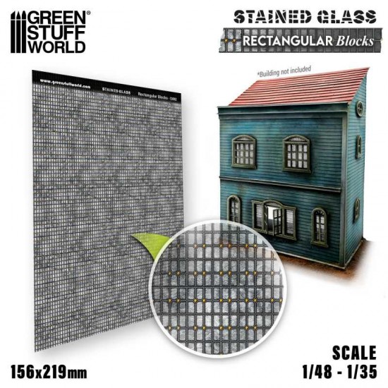 1/48, 1/35 Rectangular Blocks Stained Glass (0.3mm thick, 156x219 mm)