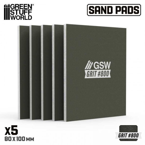 Rigid Sanding Pads #800 grit (100x80mm, 5mm thick, 5pcs)
