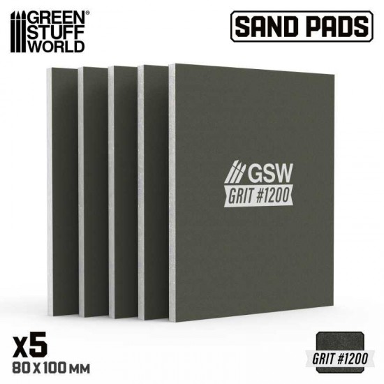 Rigid Sanding Pads #1200 grit (100x80mm, 5mm thick, 5pcs)