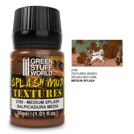 Splash Mud Textures - Medium Brown (30ml Acrylic Textured Paste)