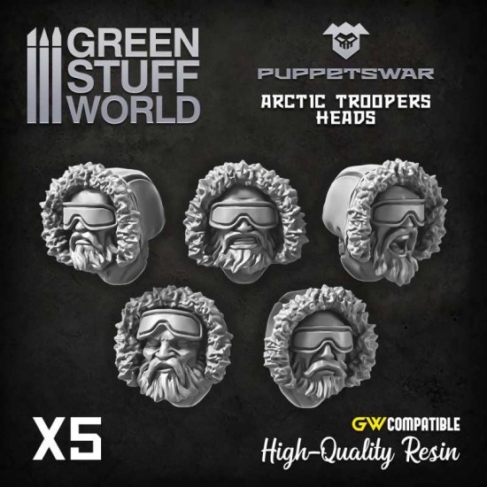 Puppetswar Arctic troopers Heads for 28/32mm Wargame Miniatures
