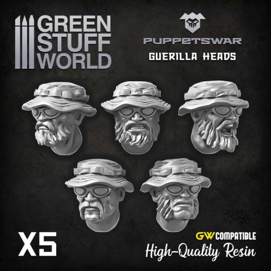 Puppetswar Guerilla Heads for 28/32mm Wargame Miniatures