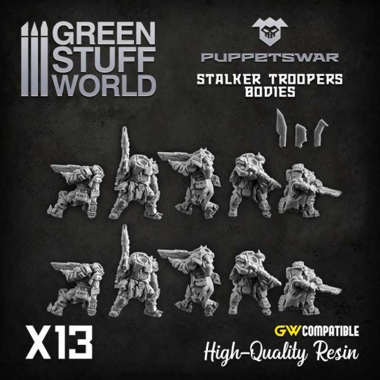Puppetswar Stalker Troopers Bodies for 28/32mm Wargame Miniatures