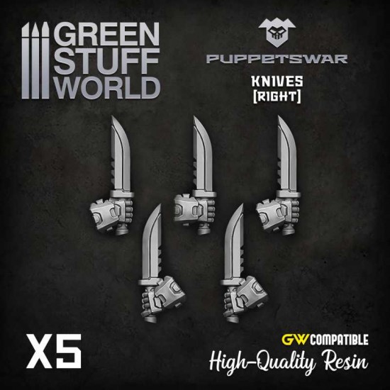 Puppetswar Knives - Right Hands for 28/32mm Wargame Miniatures