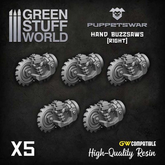 Puppetswar Hand Buzzsaws - Right Hands for 28/32mm Wargame Miniatures