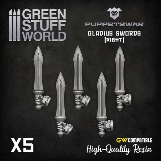Puppetswar Gladius Swords - Right Hands for 28/32mm Wargame Miniatures
