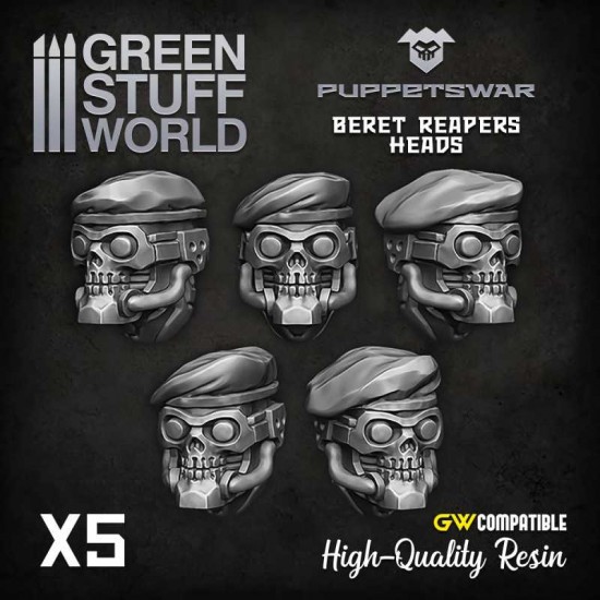Puppetswar Beret Reapers Heads for 28/32mm Wargame Miniatures