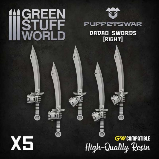 Puppetswar Dadao Swords - Right Hands for 28/32mm Wargame Miniatures