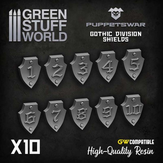 Puppetswar Gothic Division Shields for 28/32mm Wargame Miniatures