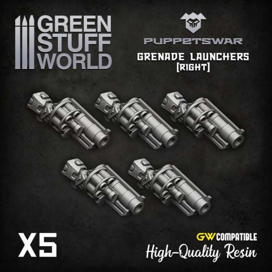 Puppetswar Grenade Launchers - Right Hands for 28/32mm Wargame Miniatures