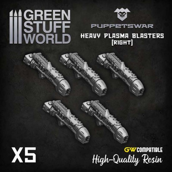 Puppetswar Heavy Plasma Pistols - Right Hands for 28/32mm Wargame Miniatures