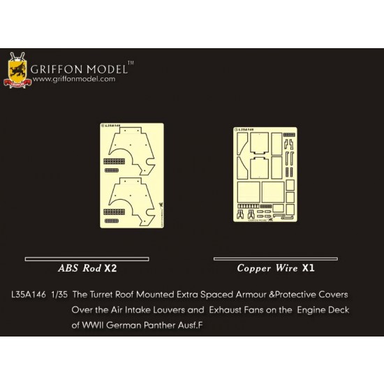 1/35 Panther Ausf.F Turret Roof Mounted Extra Spaced Armour & Covers for Dragon kits