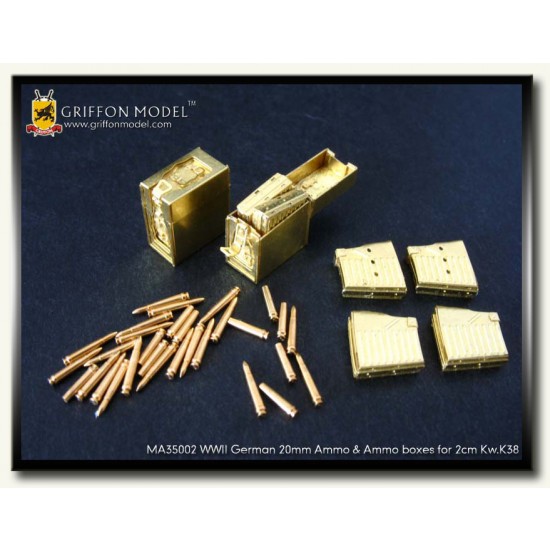 1/35 WWII German 20mm Ammo & Ammo Boxes for 2cm KwK 38 (for all)