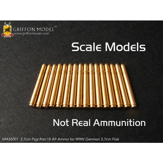 1/35 WWII German 3.7cm Flak Pzgr.Patr.18 AP Full Round Ammo set (Brass, 16pcs)