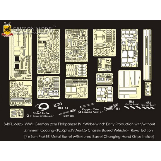 1/35 WWII 2cm Flakpanzer IV Wirbelwind Ausf.G Super Full Detail Set for Dragon 6565/6342