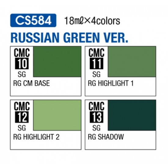 Mr Color Modulation Paint Set - Russian Green Colour (4x 18ml)