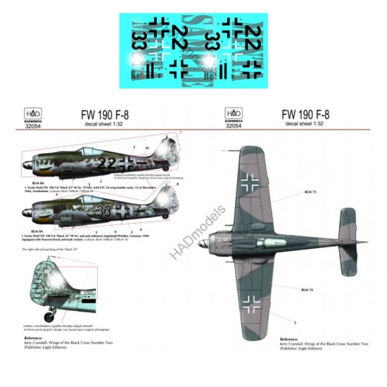 Decals for 1/32 FW 190 F-8 (German Black 22 & 33)