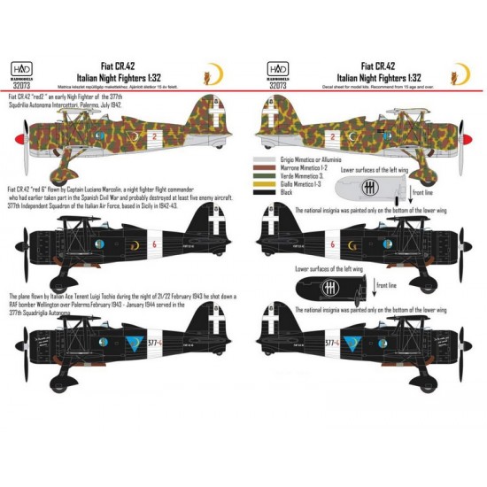 1/32 Italian CR-42 Night Fighters Decals for ICM Kit