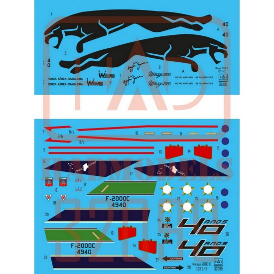 1/32 Mirage 2000C 40th Anniversary of 1st Air Defence Group Decal sheet